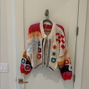 Free People Multicolor Crochet Sweater